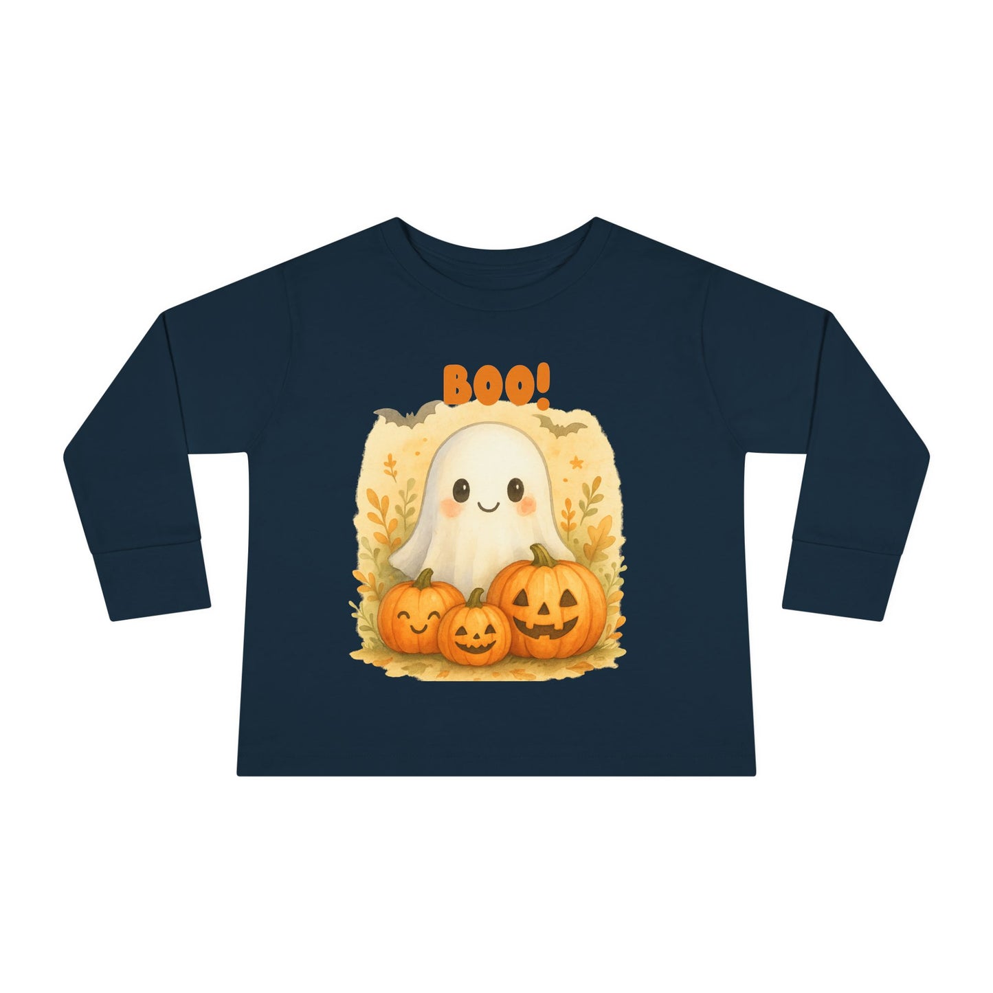 Cute Ghost Toddler Long Sleeve Tee - Halloween Tee for Kids, Boo Shirt, Pumpkin Shirt, Toddler Halloween Apparel, Fall Fashion