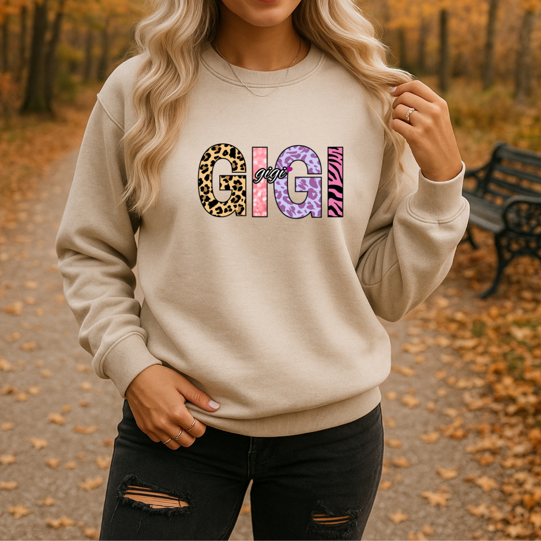 GIGI Embroidered Crewneck Sweatshirt, Cozy Gift for GIGIs, Family Reunion Apparel, Mother's Day Sweater, Women's Casual Fashion