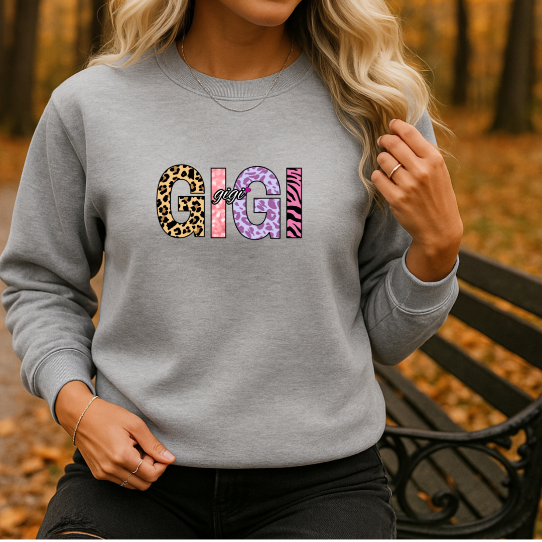 GIGI Embroidered Crewneck Sweatshirt, Cozy Gift for GIGIs, Family Reunion Apparel, Mother's Day Sweater, Women's Casual Fashion
