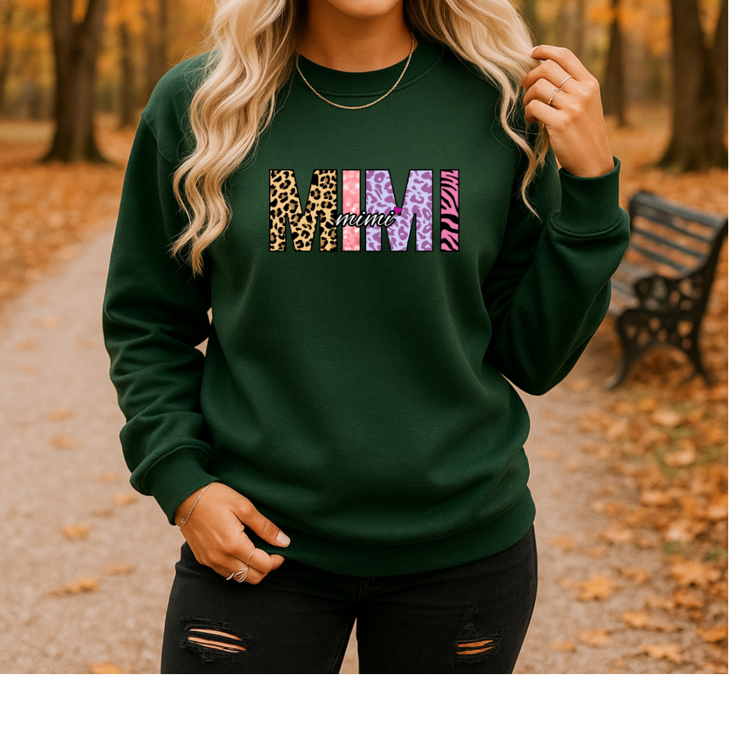 MIMI Embroidered Crewneck Sweatshirt, Cozy Gift for MIMIs, Family Reunion Apparel, Mother's Day Sweater, Women's Casual Fashion