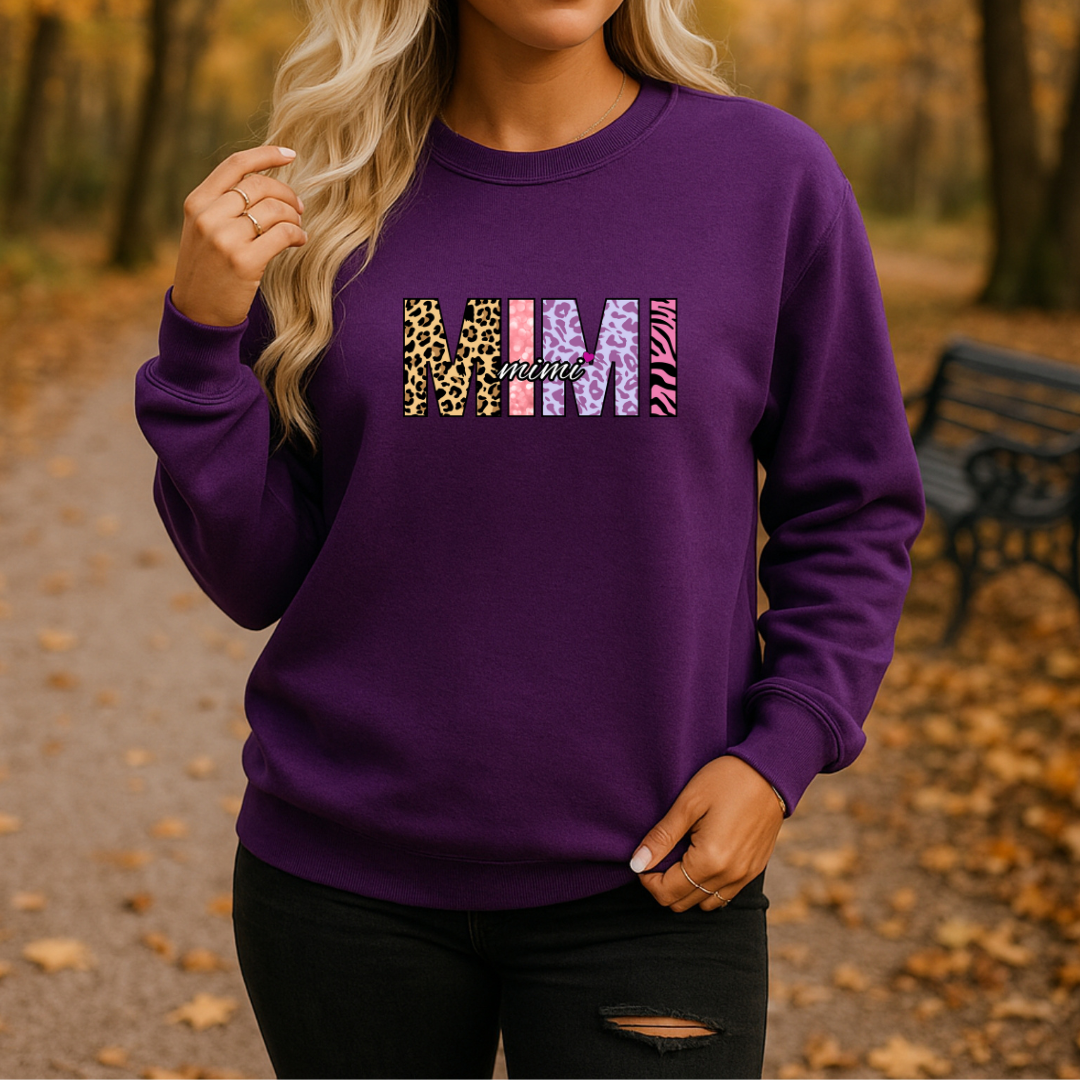 MIMI Embroidered Crewneck Sweatshirt, Cozy Gift for MIMIs, Family Reunion Apparel, Mother's Day Sweater, Women's Casual Fashion