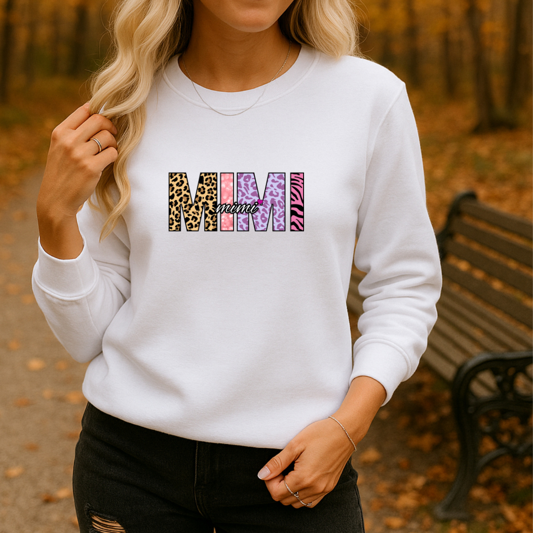 MIMI Embroidered Crewneck Sweatshirt, Cozy Gift for MIMIs, Family Reunion Apparel, Mother's Day Sweater, Women's Casual Fashion