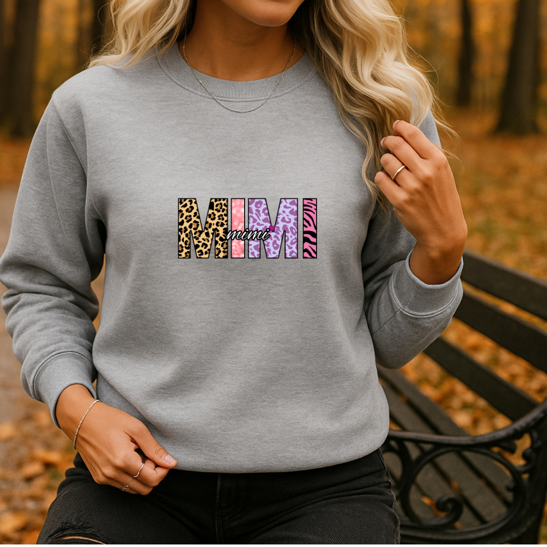 MIMI Embroidered Crewneck Sweatshirt, Cozy Gift for MIMIs, Family Reunion Apparel, Mother's Day Sweater, Women's Casual Fashion