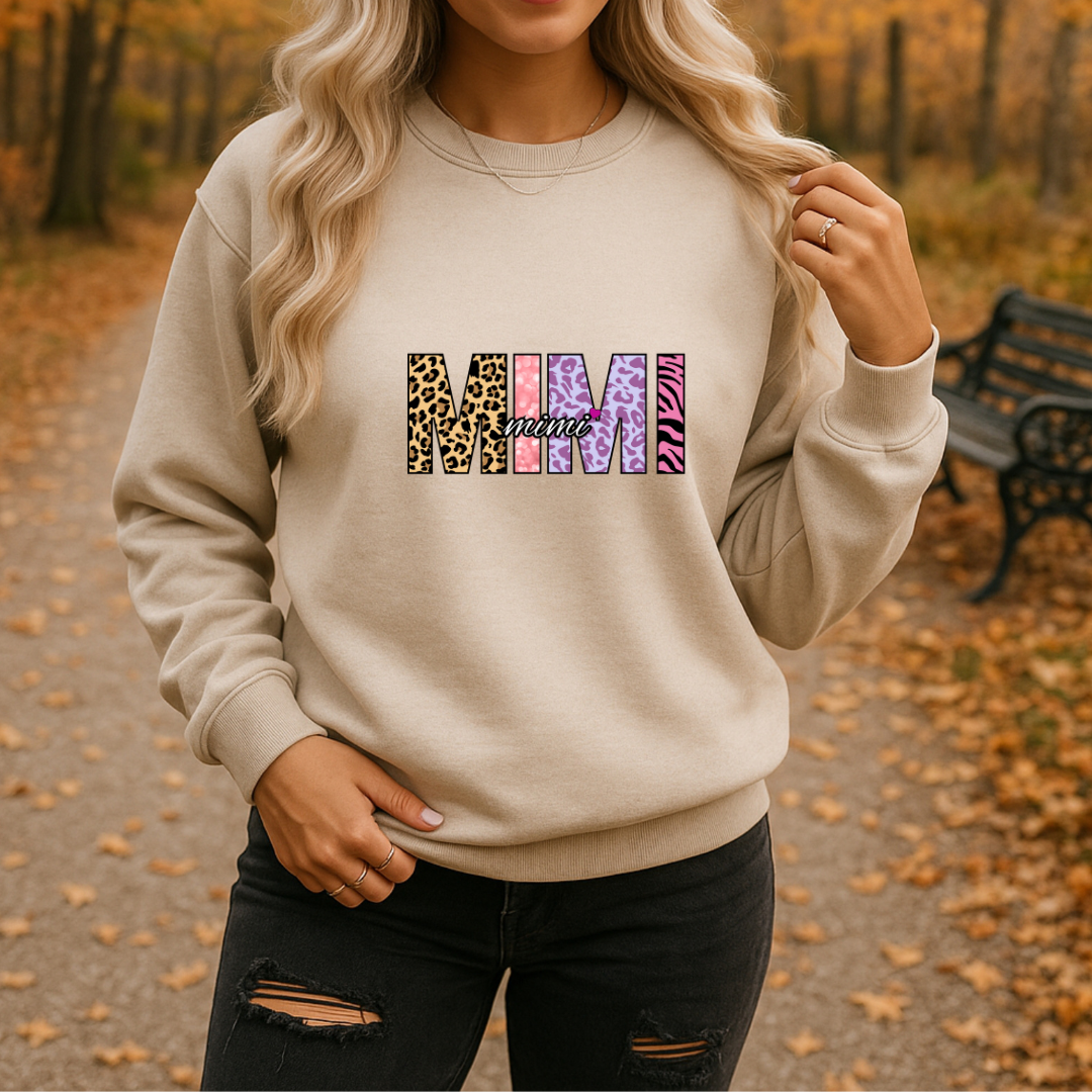 MIMI Embroidered Crewneck Sweatshirt, Cozy Gift for MIMIs, Family Reunion Apparel, Mother's Day Sweater, Women's Casual Fashion