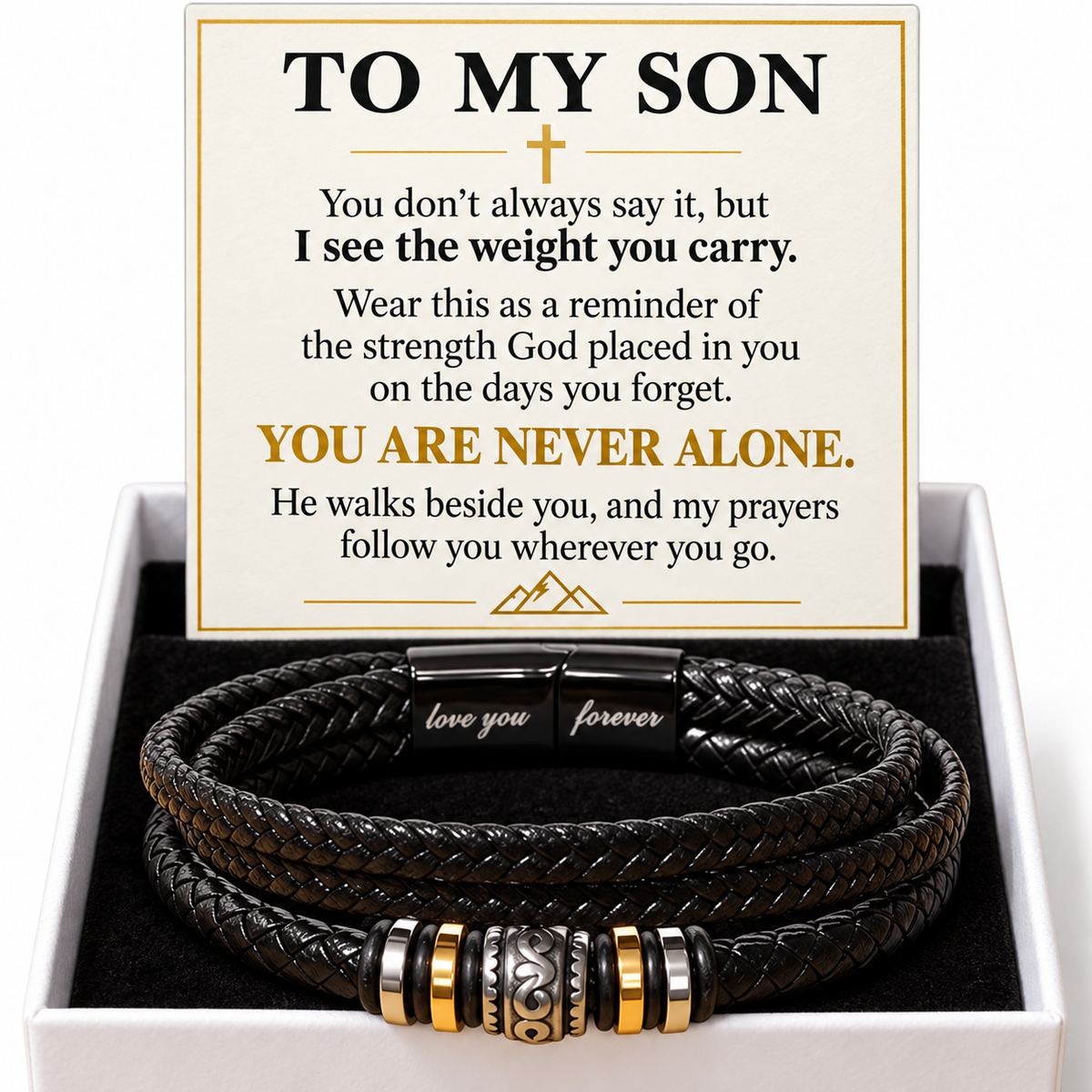 To My Son Christian Bracelet – Faith, Strength & Love Gift