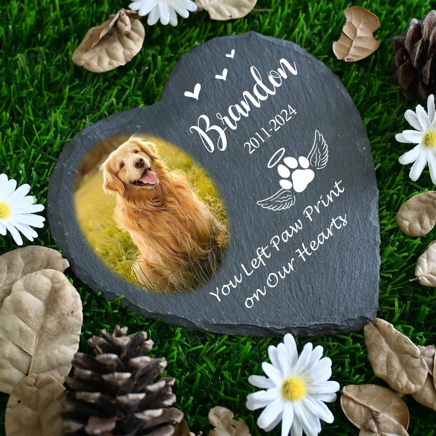 Personalized Pet Memorial Stone with Photo Printing, Loss of Dog Cat Gift, Dog Memorial Stone, Grave Marker Plaque Tombstone - My Store