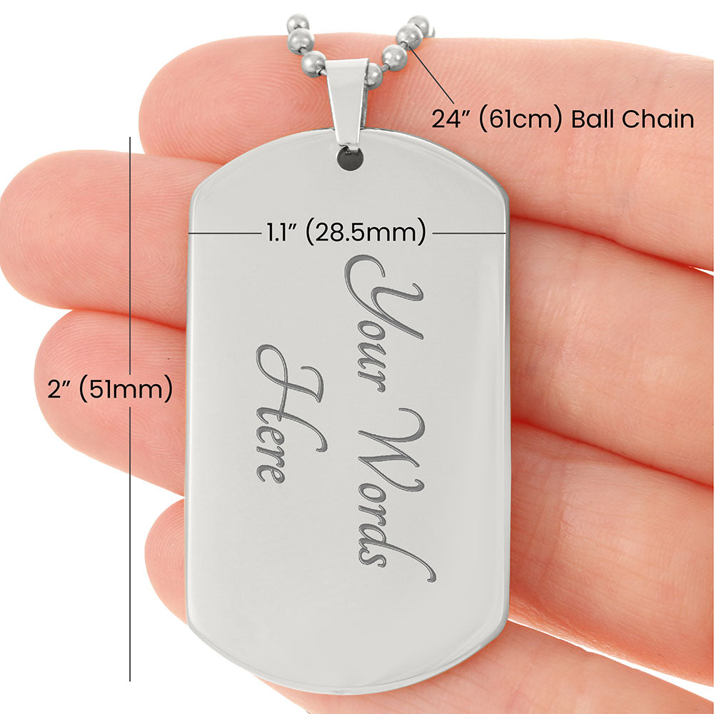 To My Son Dog Tag Necklace – Military Pendant in Stainless Steel or 18K Gold, Optional Back Engraving, Inspirational Gift for Son