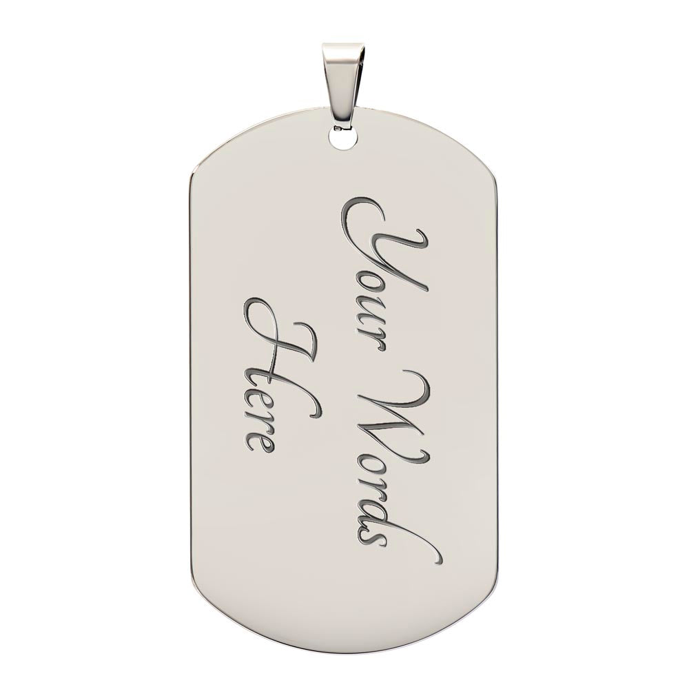To My Son Dog Tag Necklace – Military Pendant in Stainless Steel or 18K Gold, Optional Back Engraving, Inspirational Gift for Son