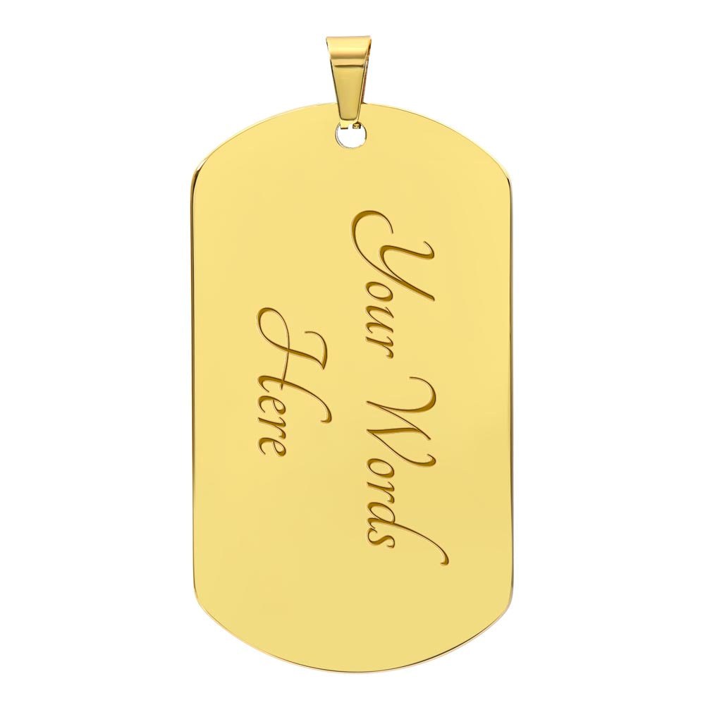 To My Son Dog Tag Necklace – Military Pendant in Stainless Steel or 18K Gold, Optional Back Engraving, Inspirational Gift for Son