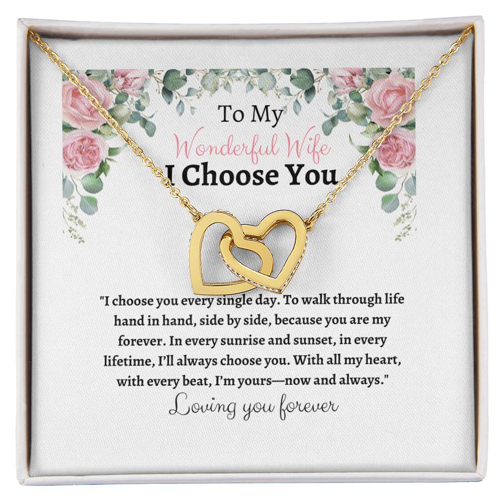 To My Wife I Choose You Two Interlocking Hearts Pendant - My Store