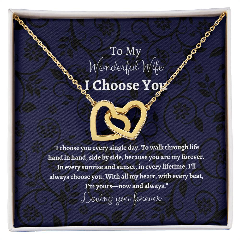 To My Wife I Choose You Two Interlocking Hearts Pendant - My Store