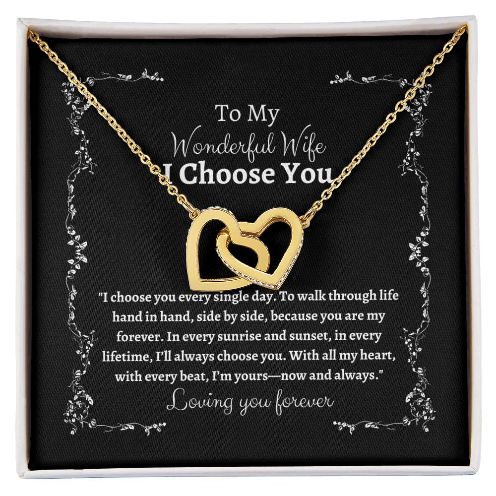 To My Wife I Choose You Two Interlocking Hearts Pendant - My Store