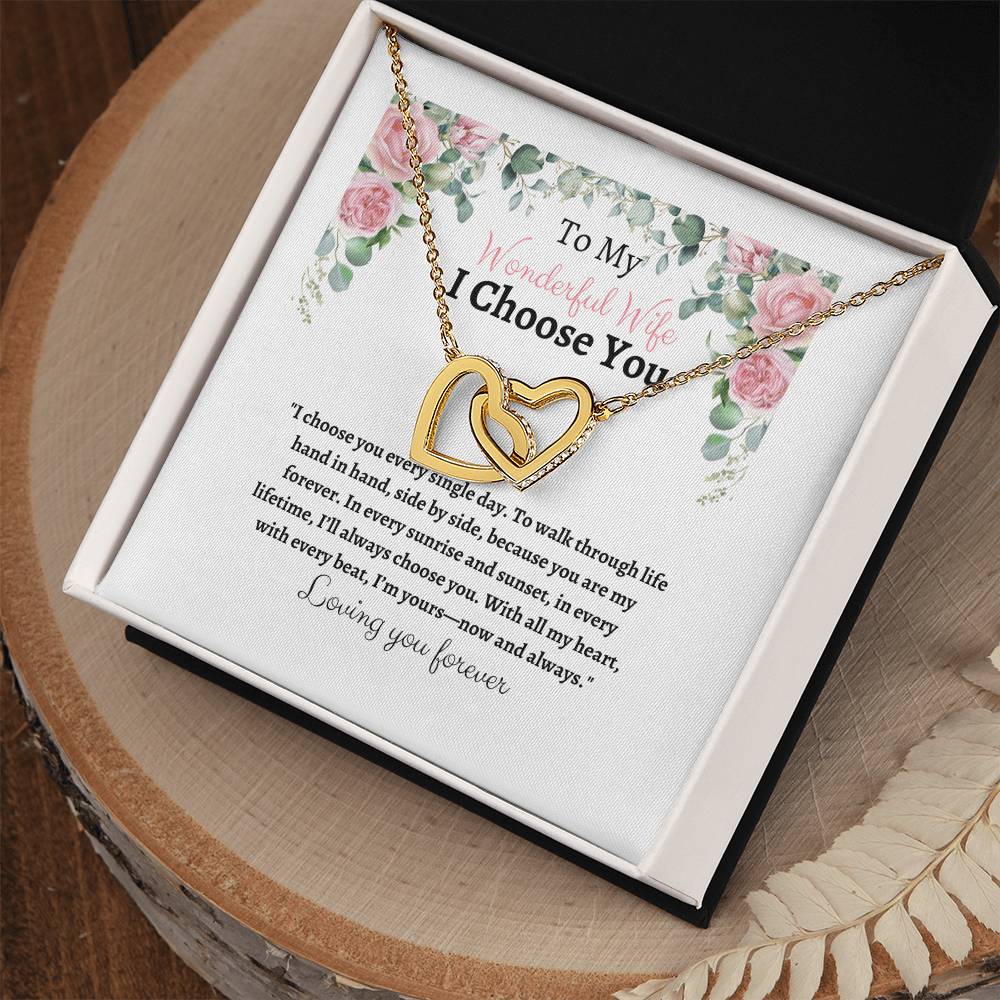 To My Wife I Choose You Two Interlocking Hearts Pendant - My Store