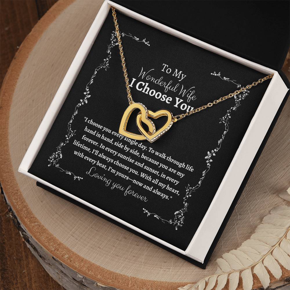 To My Wife I Choose You Two Interlocking Hearts Pendant - My Store