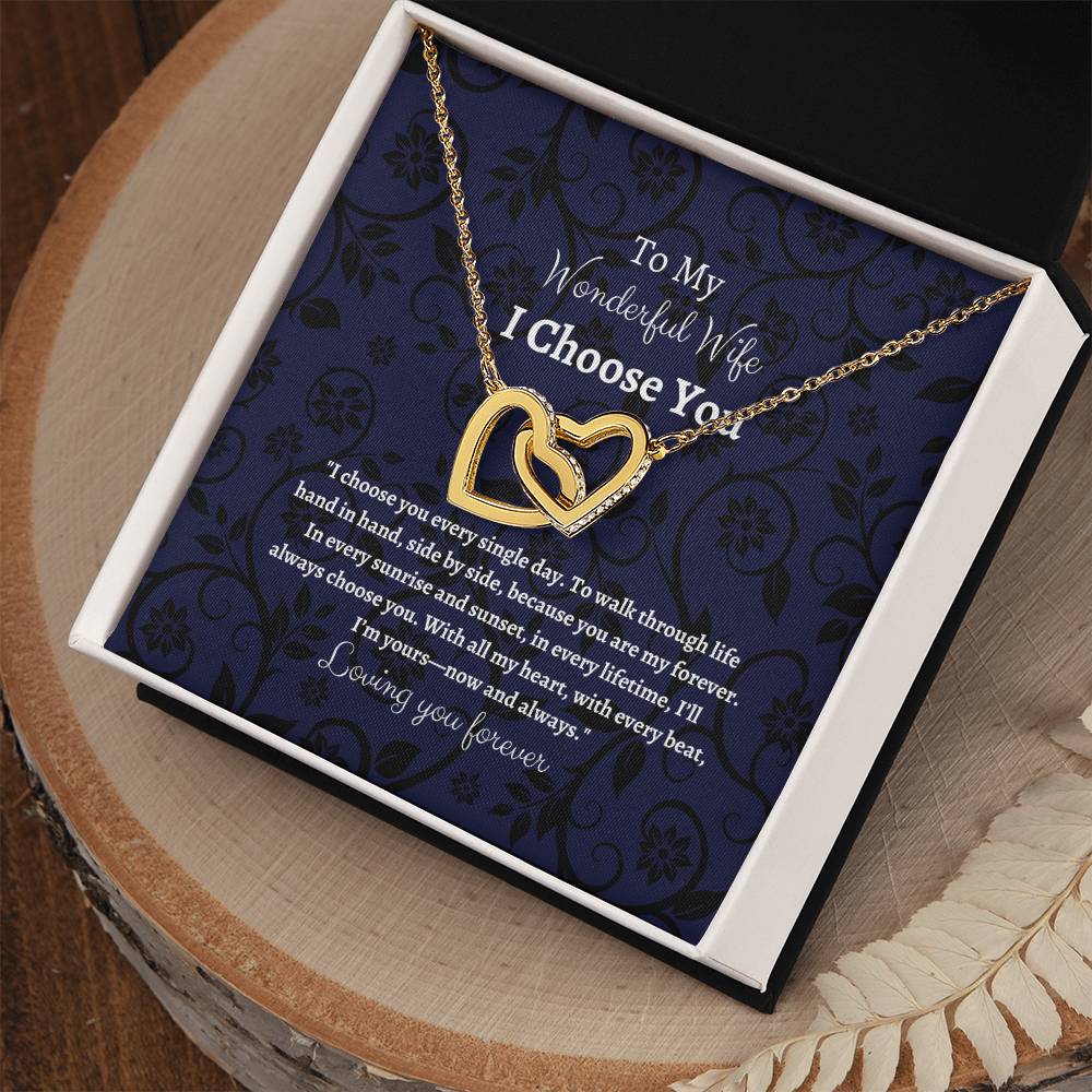 To My Wife I Choose You Two Interlocking Hearts Pendant - My Store