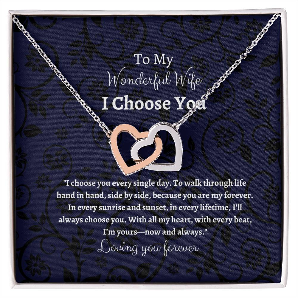 To My Wife I Choose You Two Interlocking Hearts Pendant - My Store
