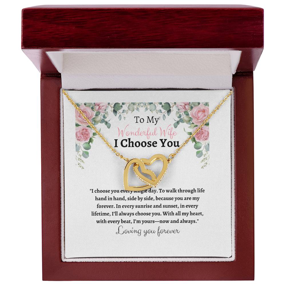 To My Wife I Choose You Two Interlocking Hearts Pendant - My Store