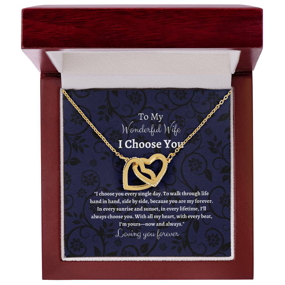To My Wife I Choose You Two Interlocking Hearts Pendant - My Store