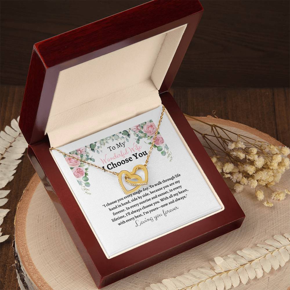 To My Wife I Choose You Two Interlocking Hearts Pendant - My Store