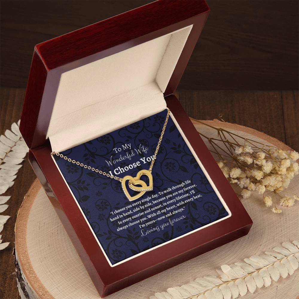 To My Wife I Choose You Two Interlocking Hearts Pendant - My Store