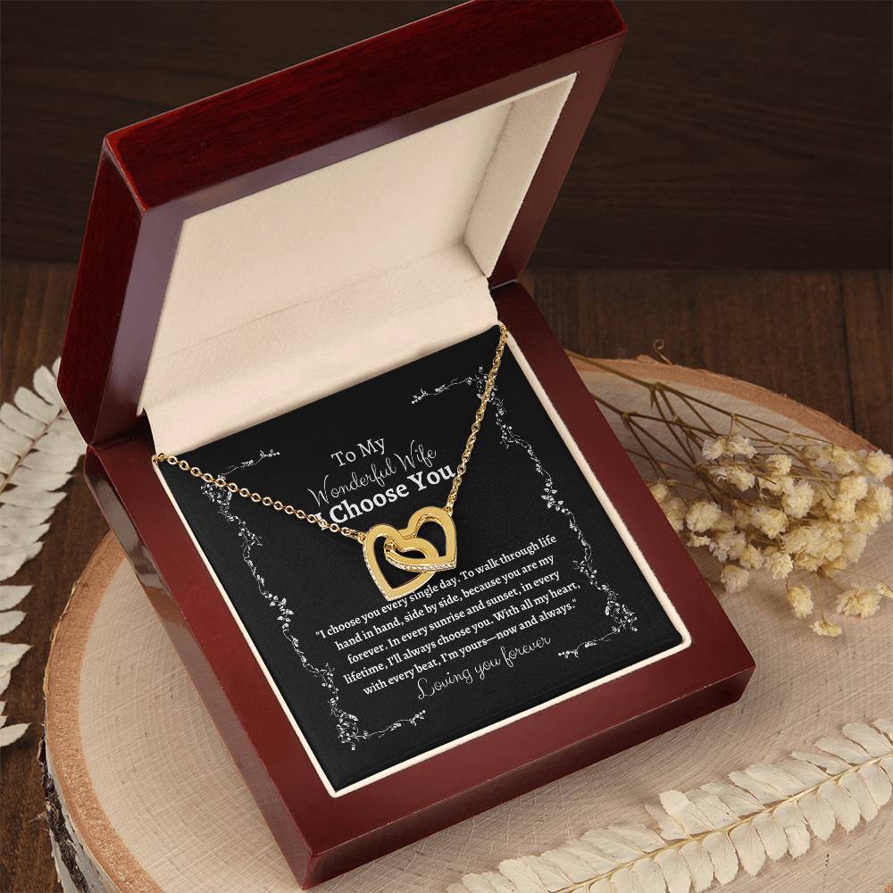 To My Wife I Choose You Two Interlocking Hearts Pendant - My Store
