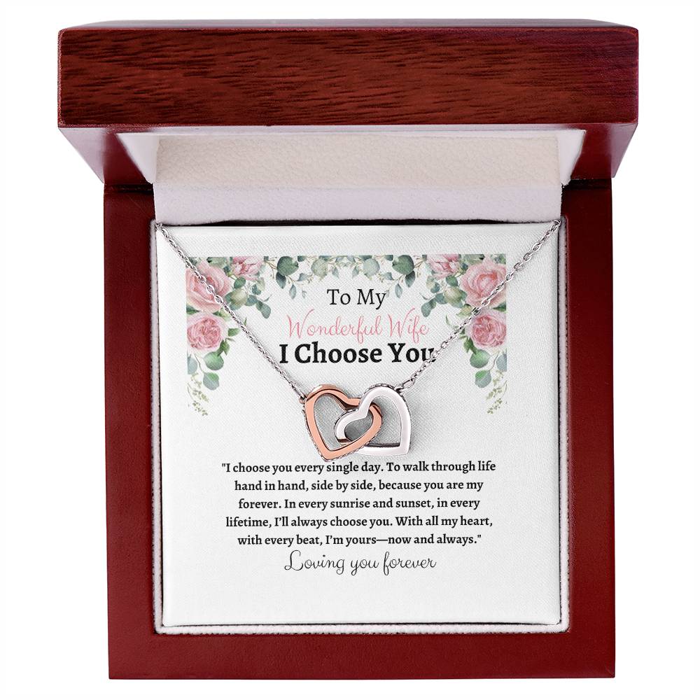 To My Wife I Choose You Two Interlocking Hearts Pendant - My Store