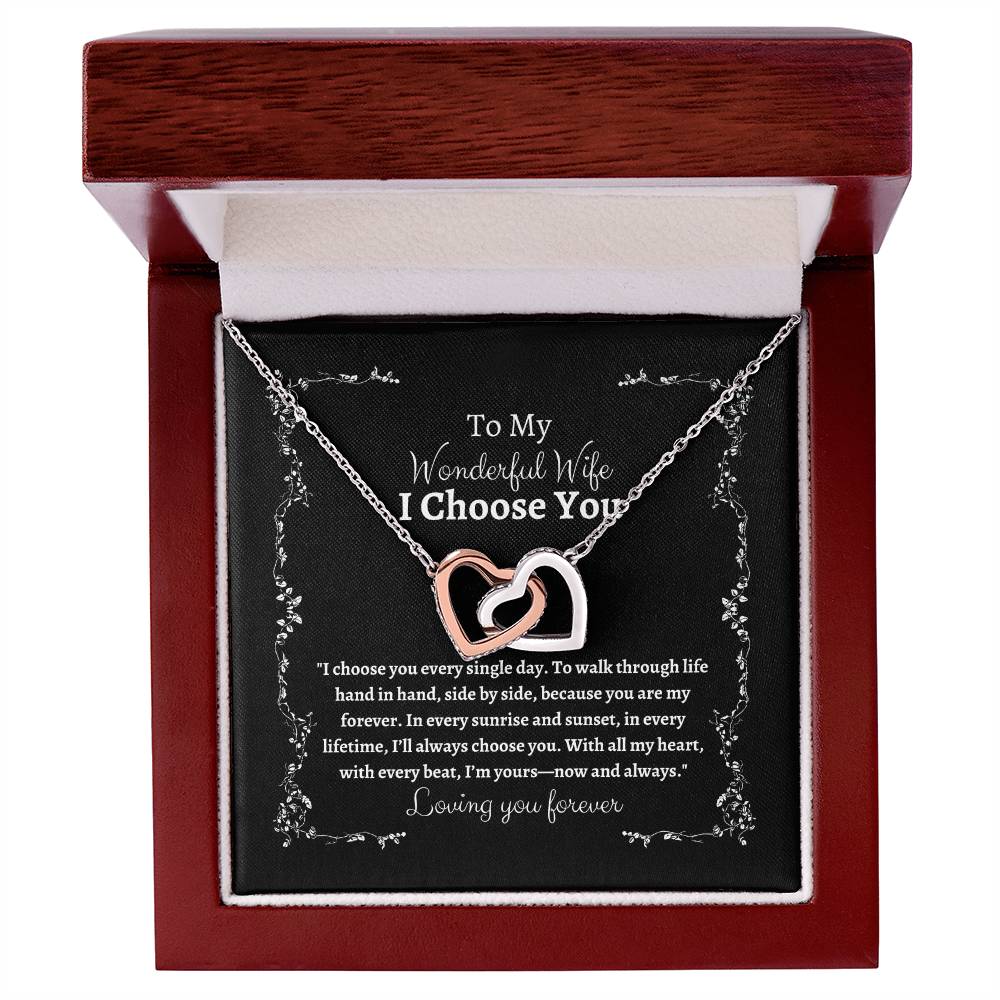 To My Wife I Choose You Two Interlocking Hearts Pendant - My Store