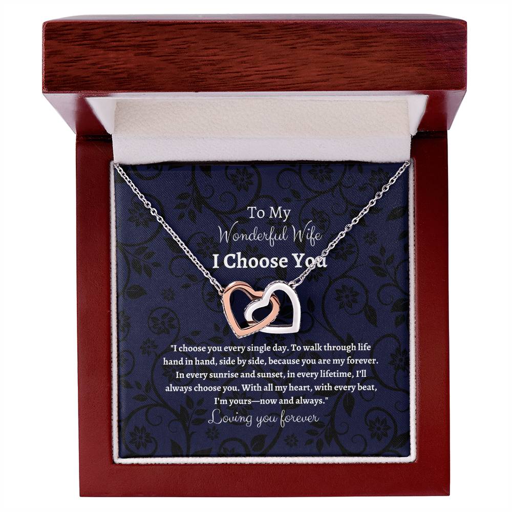To My Wife I Choose You Two Interlocking Hearts Pendant - My Store