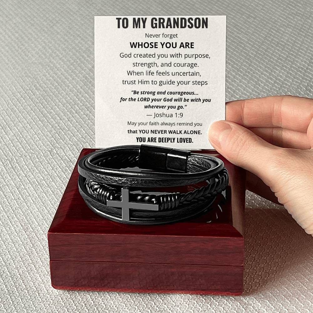 To My Grandson Cross Bracelet – Christian Faith Gift