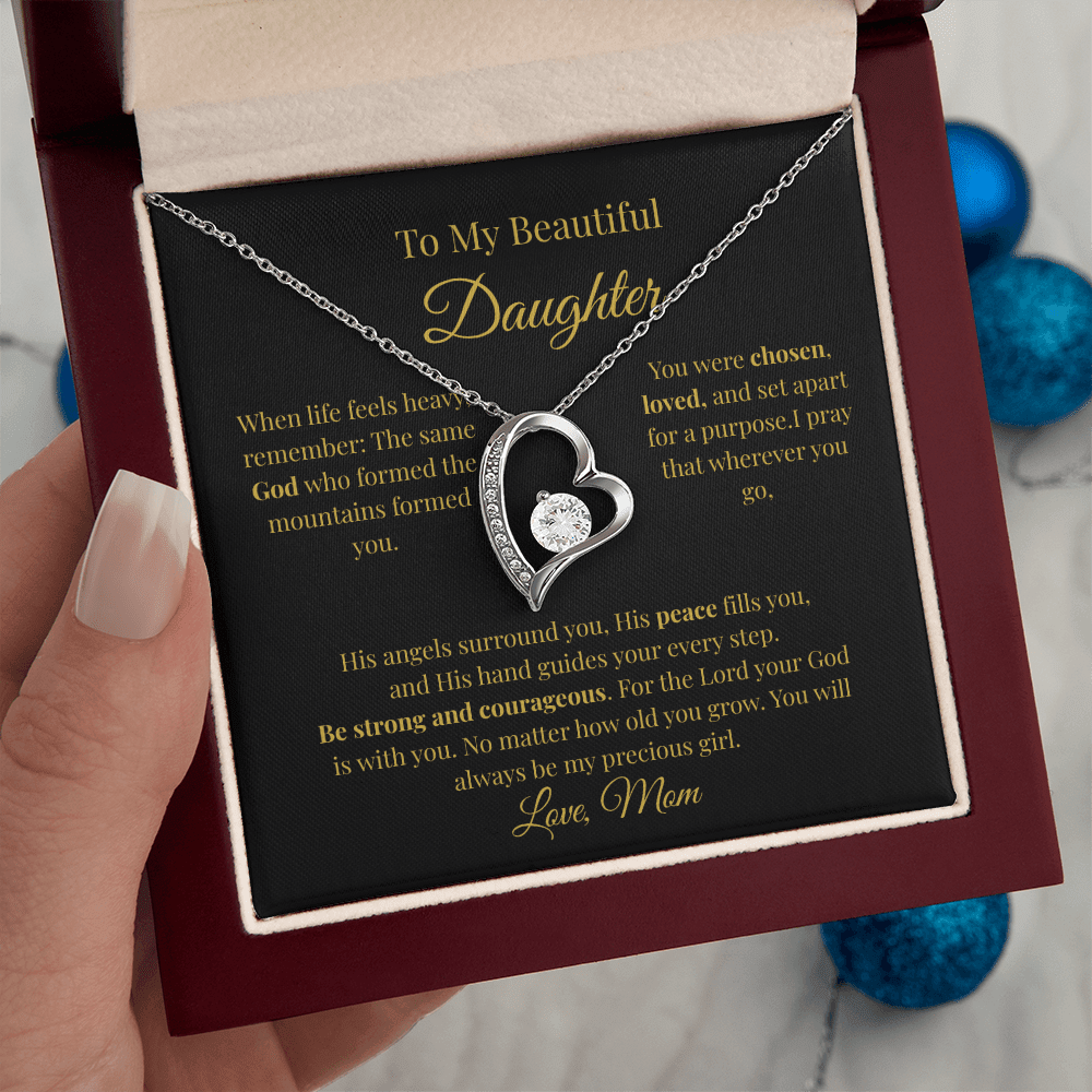 To My Beautiful Daughter Necklace – Forever Love Heart Gift From Mom - Perfect Touch Keepsakes