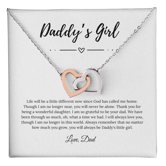 InterlocDaddy’s Girl Memorial Necklace – Interlocking Hearts from Dad, Remembrance & Sympathy Gift (White/Rose-Gold Finish)king Hearts Necklace (Yellow & White Gold Variants)