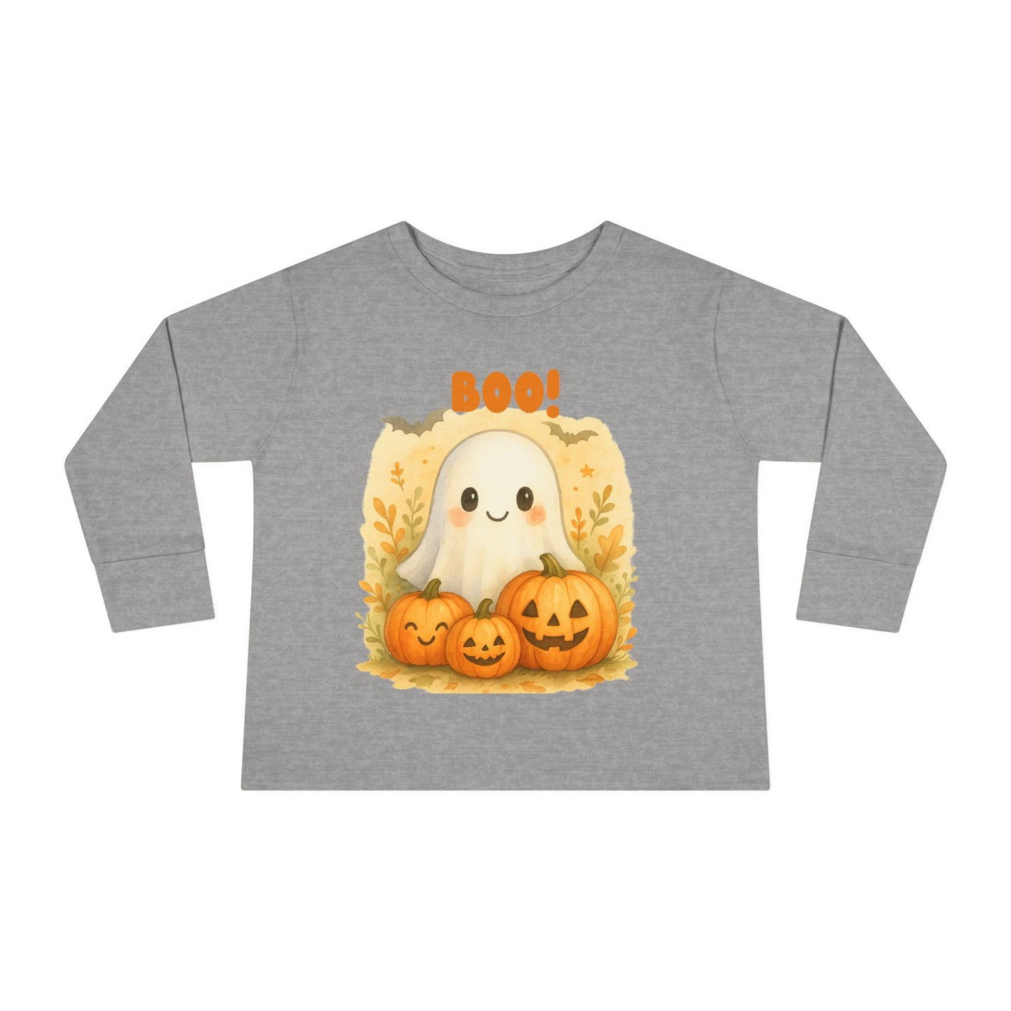 Cute Ghost Toddler Long Sleeve Tee - Halloween Tee for Kids, Boo Shirt, Pumpkin Shirt, Toddler Halloween Apparel, Fall Fashion