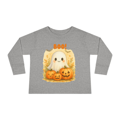 Cute Ghost Toddler Long Sleeve Tee - Halloween Tee for Kids, Boo Shirt, Pumpkin Shirt, Toddler Halloween Apparel, Fall Fashion