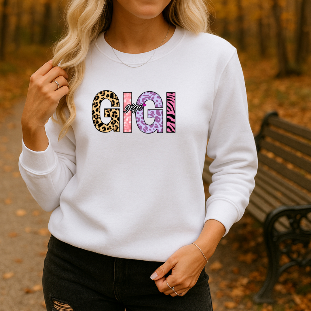 GIGI  Embroidered Crewneck Sweatshirt, Cozy Gift for GIGIs, Family Reunion Apparel, Mother's Day Sweater, Women's Casual Fashion