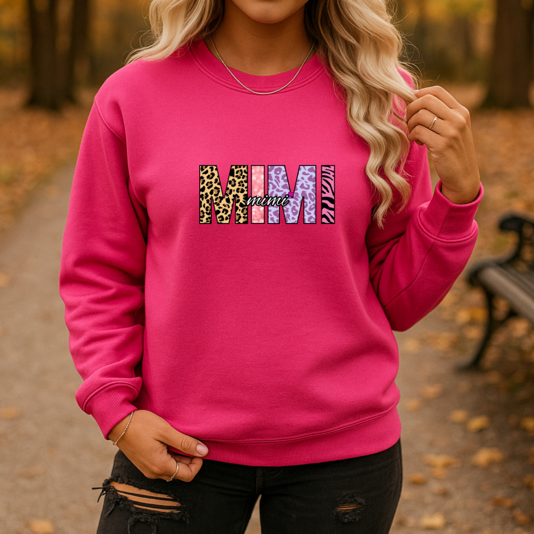 MIMI Embroidered Crewneck Sweatshirt, Cozy Gift for MIMIs, Family Reunion Apparel, Mother's Day Sweater, Women's Casual Fashion