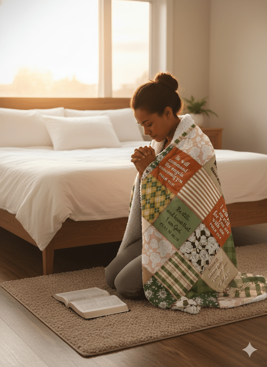 5 Scriptures Patchwork Sherpa Blanket - Perfect Touch Keepsakes