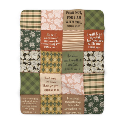 5 Scriptures Patchwork Sherpa Blanket - Perfect Touch Keepsakes