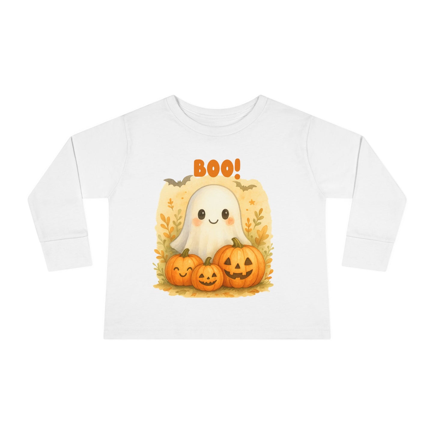 Cute Ghost Toddler Long Sleeve Tee - Halloween Tee for Kids, Boo Shirt, Pumpkin Shirt, Toddler Halloween Apparel, Fall Fashion