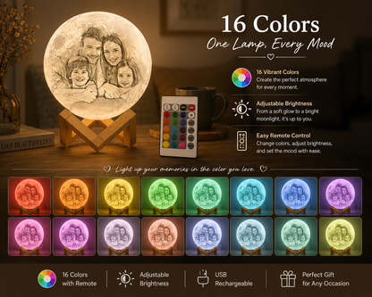 Personalized 3D Photo Moon Lamp – Custom Keepsake Light