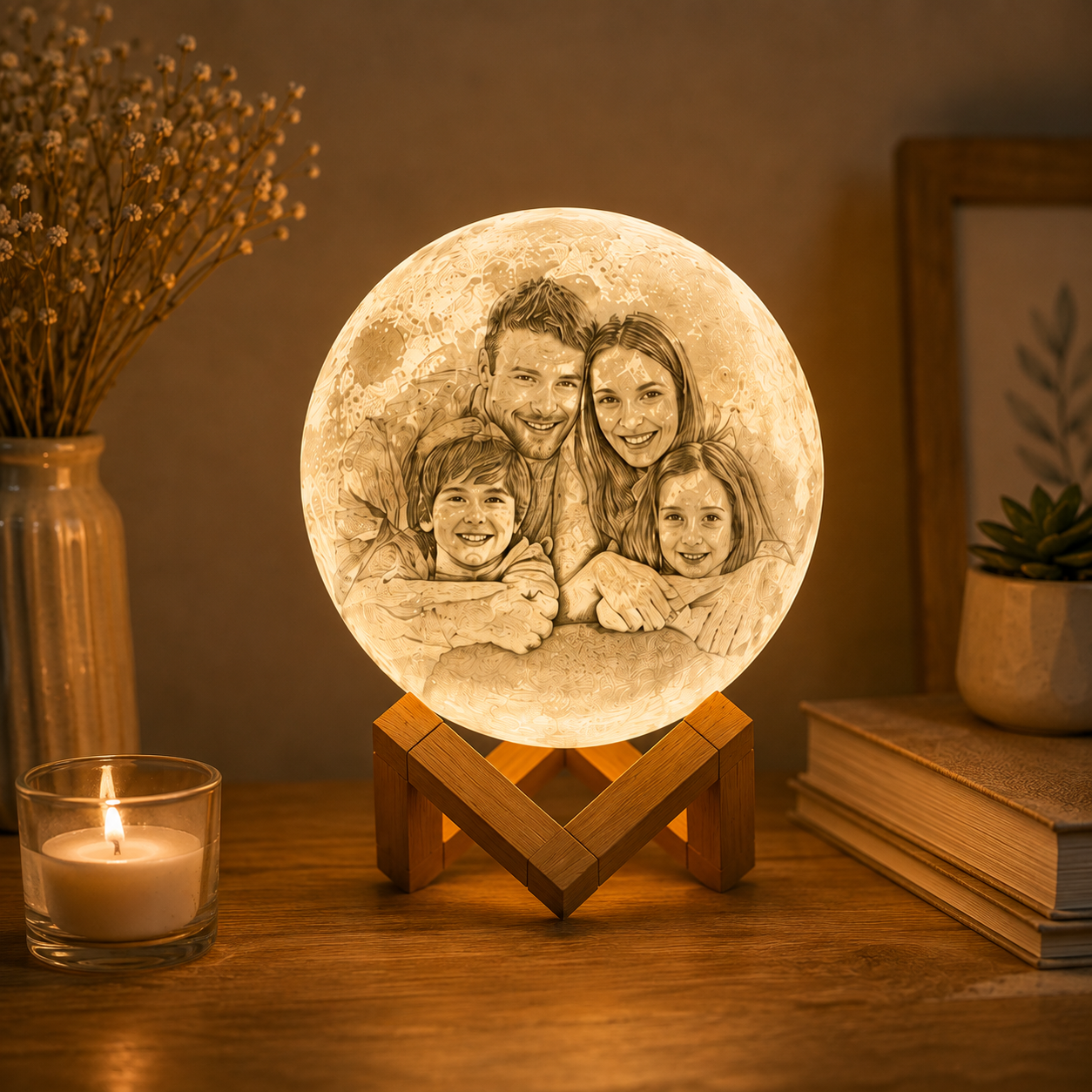 Personalized 3D Photo Moon Lamp – Custom Keepsake Light