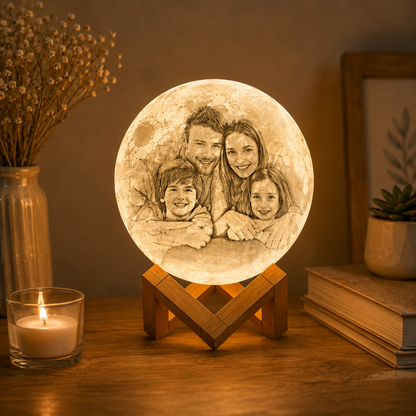 Personalized 3D Photo Moon Lamp – Custom Keepsake Light