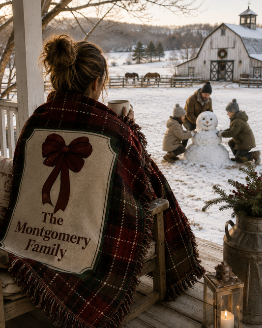 Personalized Family Christmas Woven Blanket