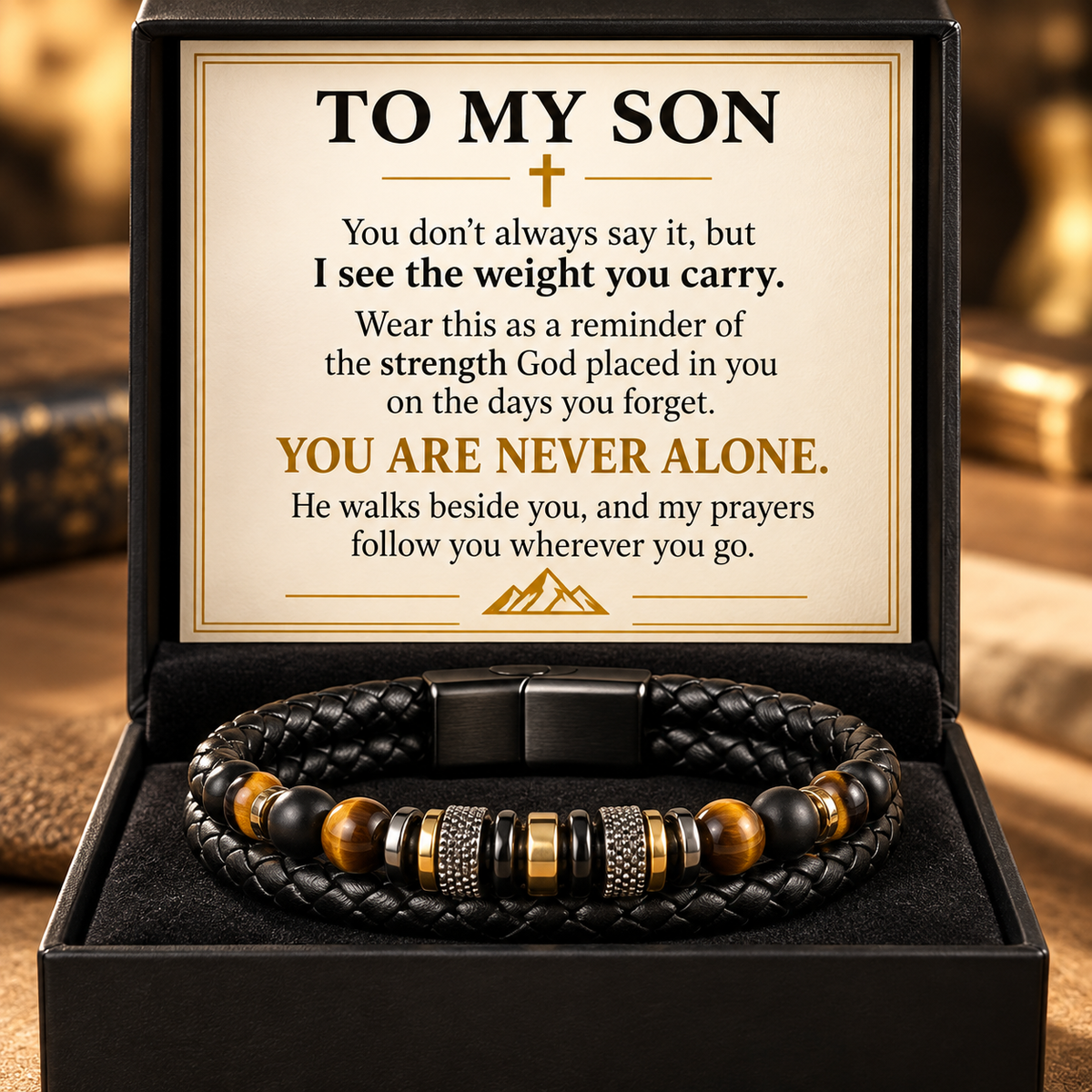 To My Son Christian Bracelet – Faith, Strength & Love Gift