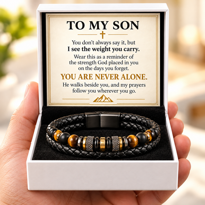 To My Son Christian Bracelet – Faith, Strength & Love Gift