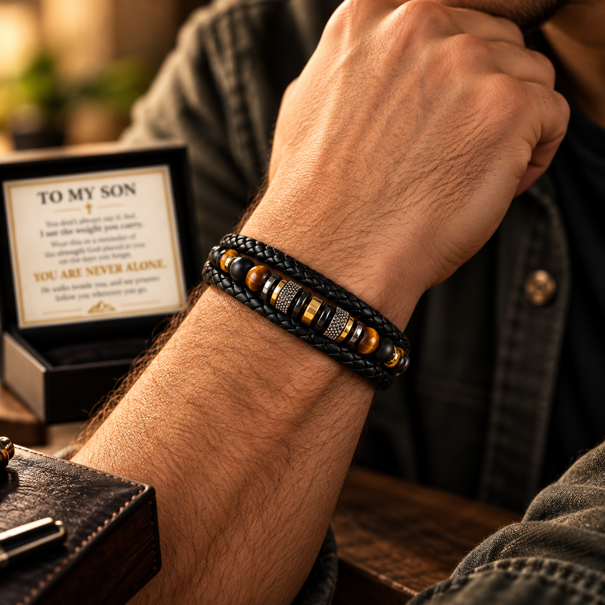 To My Son Christian Bracelet – Faith, Strength & Love Gift