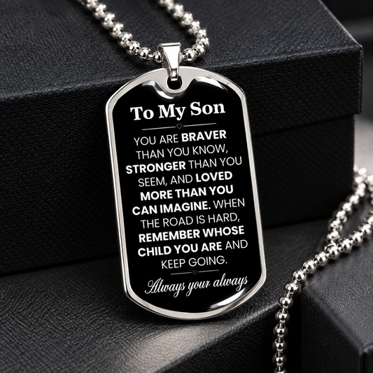To My Son Dog Tag Necklace