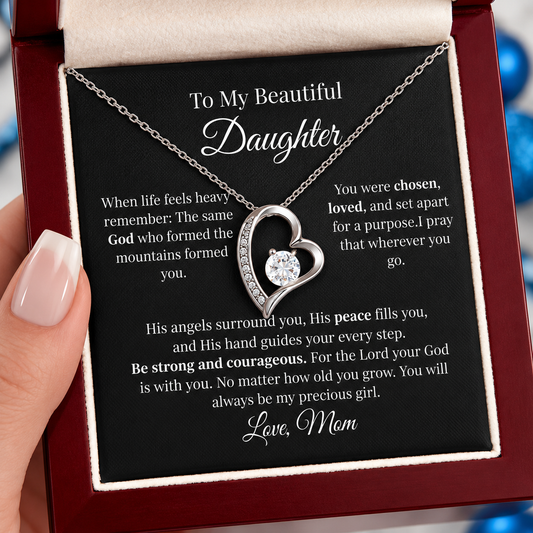 To My Beautiful Daughter Forever Love Necklace — From Mom
