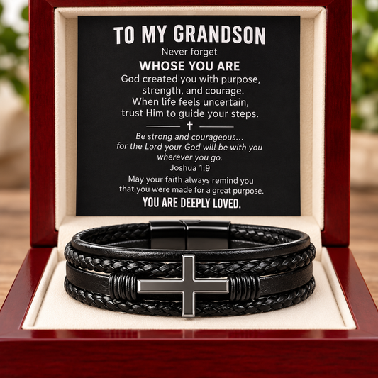 To My Grandson Cross Bracelet – Christian Faith Gift
