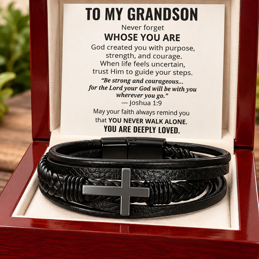 To My Grandson Cross Bracelet – Christian Faith Gift