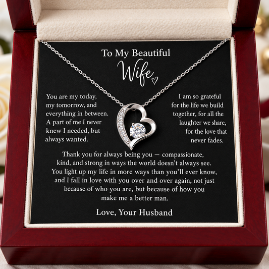 To My Beautiful Wife White Letter Meassage Card